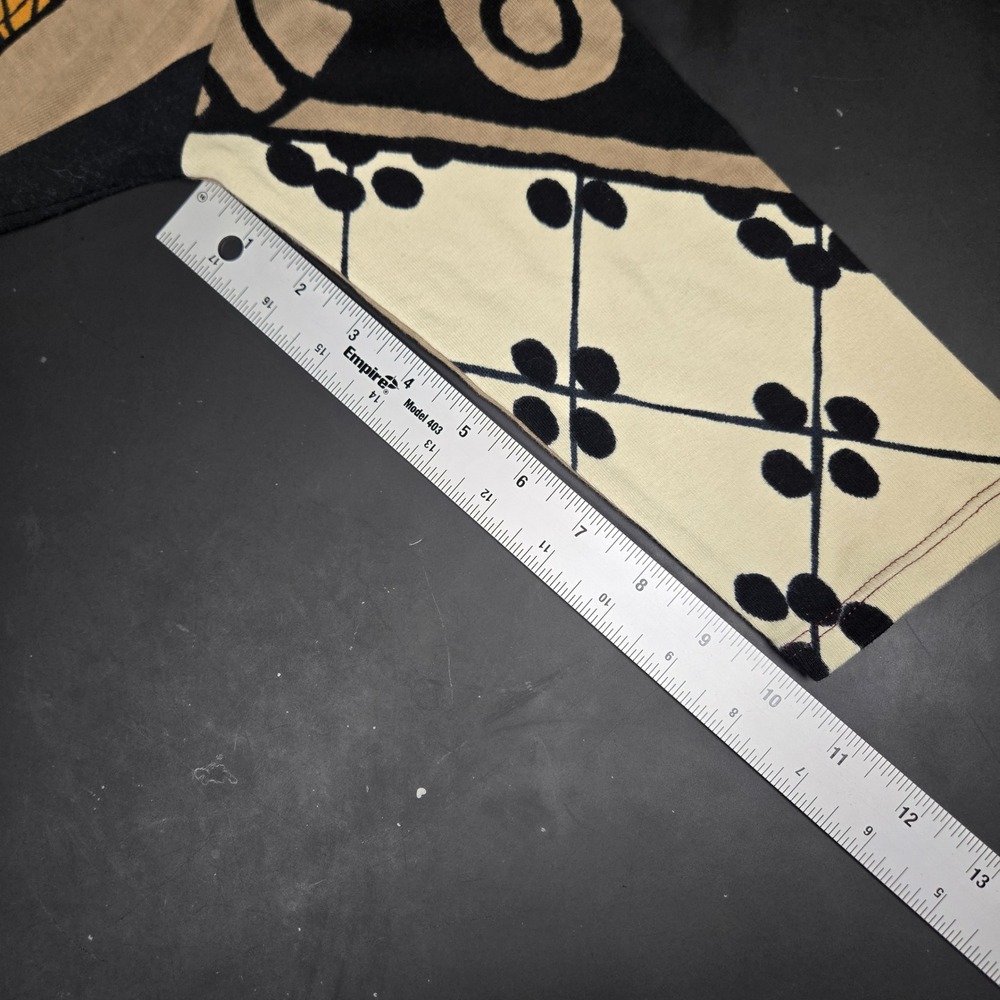 Vtg Noun Paris Y2K Euro Graphic 3/4 Sleeve V Neck Ribbed Top Sz Large - Picture 4 of 6